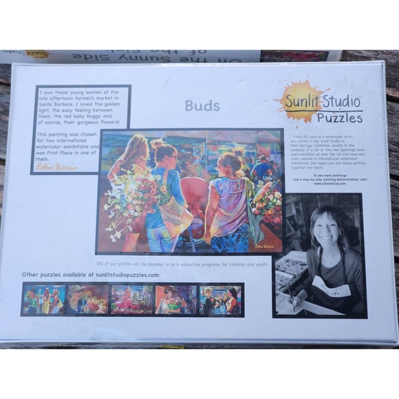 Sunlit Studio Puzzles 1000 Piece 29"x20" Buds w/Poster Watercolor Friends - Picture 3 of 3